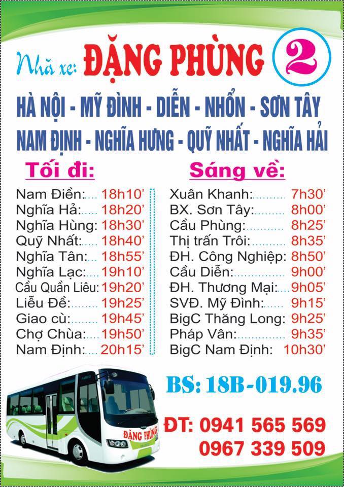 Tổng hợp các tuyến xe NGHĨA HƯNG – HÀ NỘI – MỸ ĐÌNH – THƯƠNG MẠI – NHỔN – SƠN TÂY.