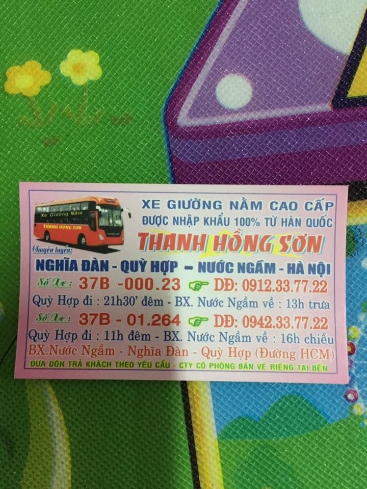 Nhà xe THANH HỒNG SƠN tuyến Nghệ An đi Hà Nội